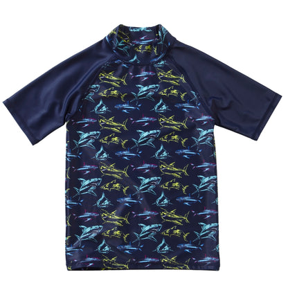 Boys UPF50 2 Pack Shark/Navy Rash Tops