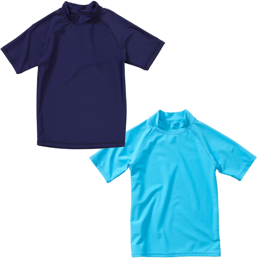 Boys 2 Pack Rash Tops Navy Turquoise
