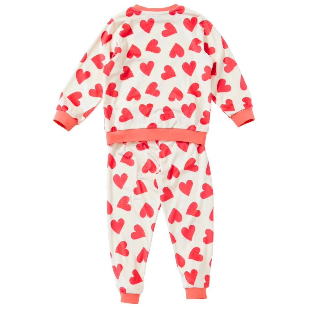 Girls Heart Print Velour Pyjamas (15592033517950)