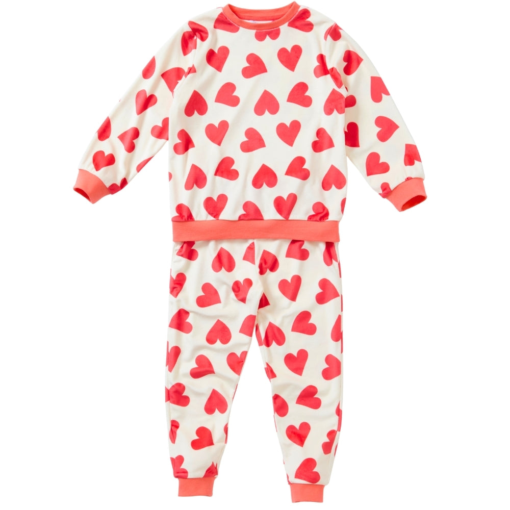 Girls Hearts Print Velour Pyjamas (15592033517950)