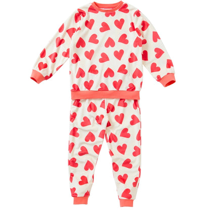 Girls Hearts Print Velour Pyjamas (15592033517950)