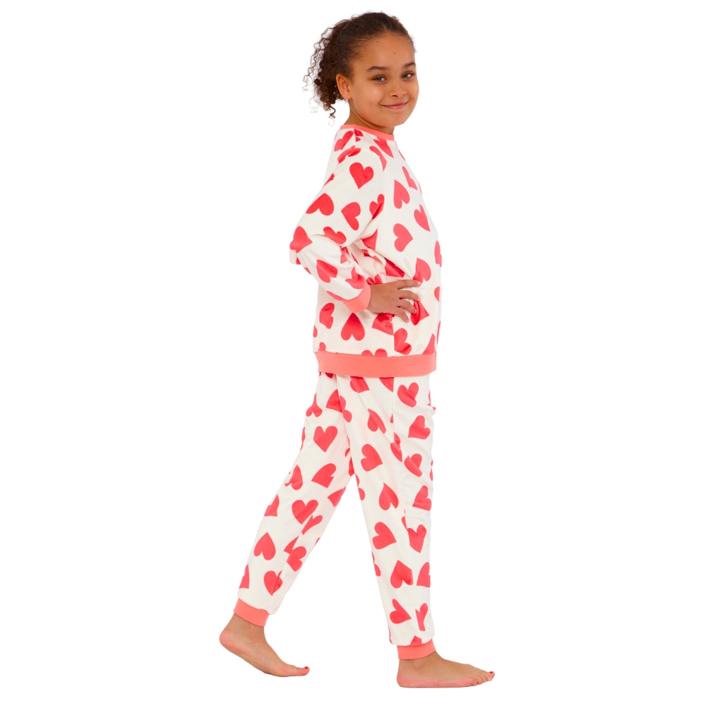 Girls Heart Print Velour Pyjamas (15592033517950)