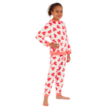 Girls Heart Print Velour Pyjamas (15592033517950)