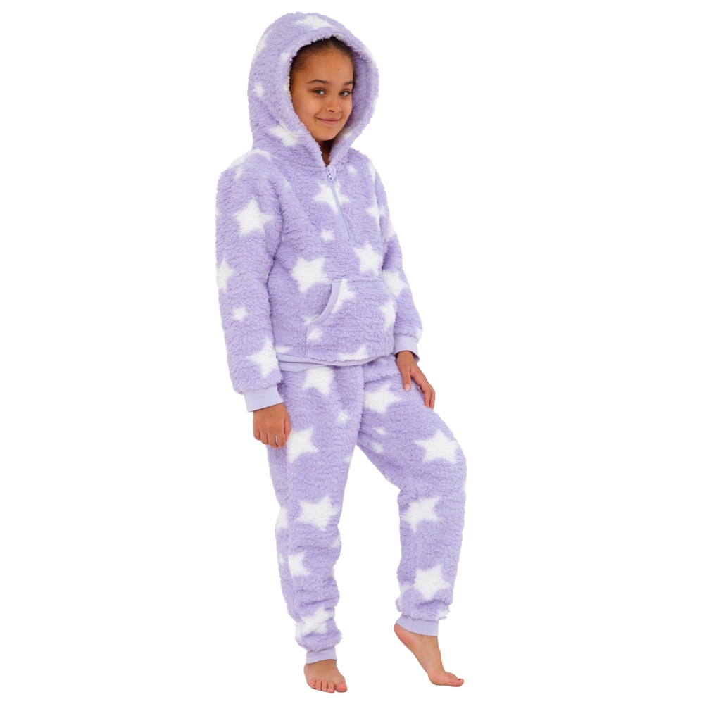 Star Print Teddy Fleece Lounge Set