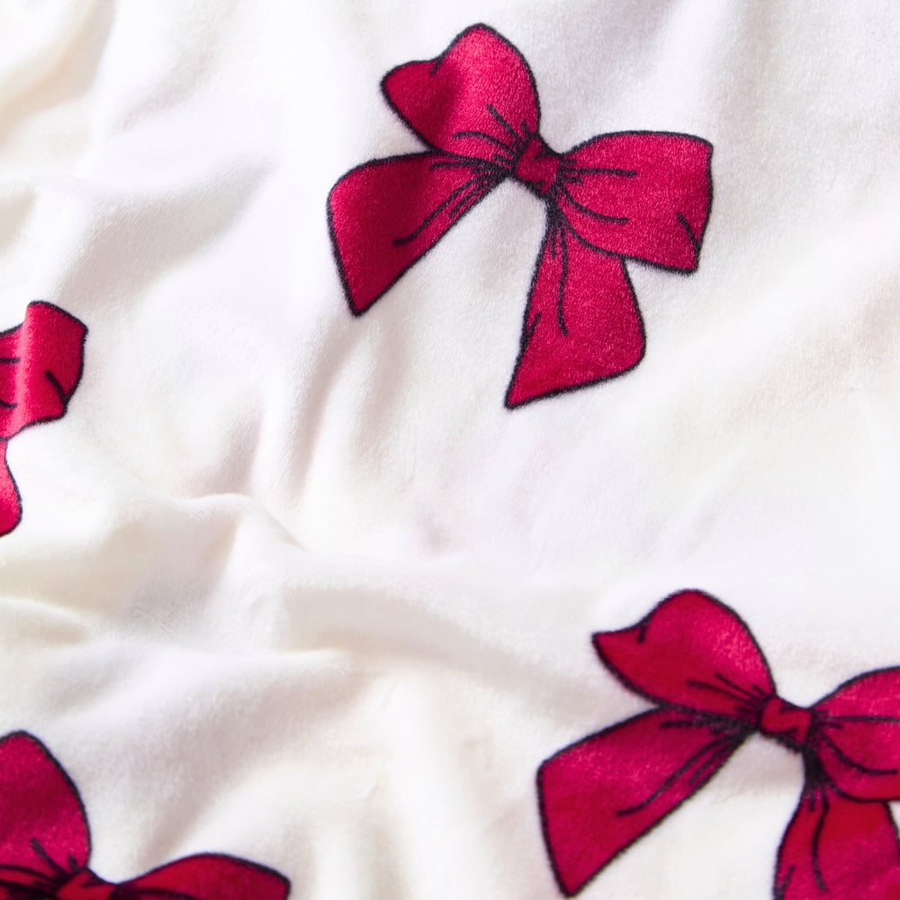Girls Bow Print Velour Pyjamas (15594065658238)
