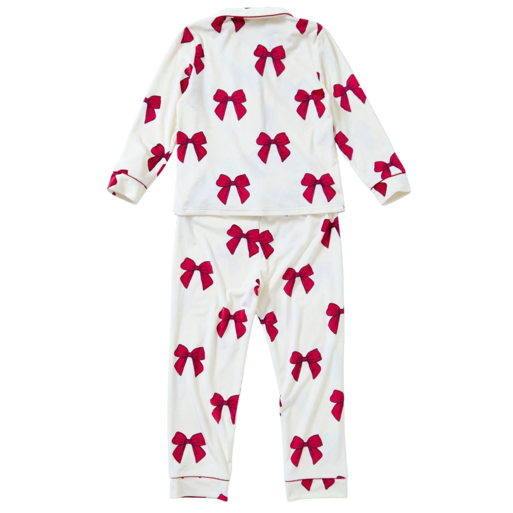 Girls Bow Print Velour Pyjamas (15594065658238)