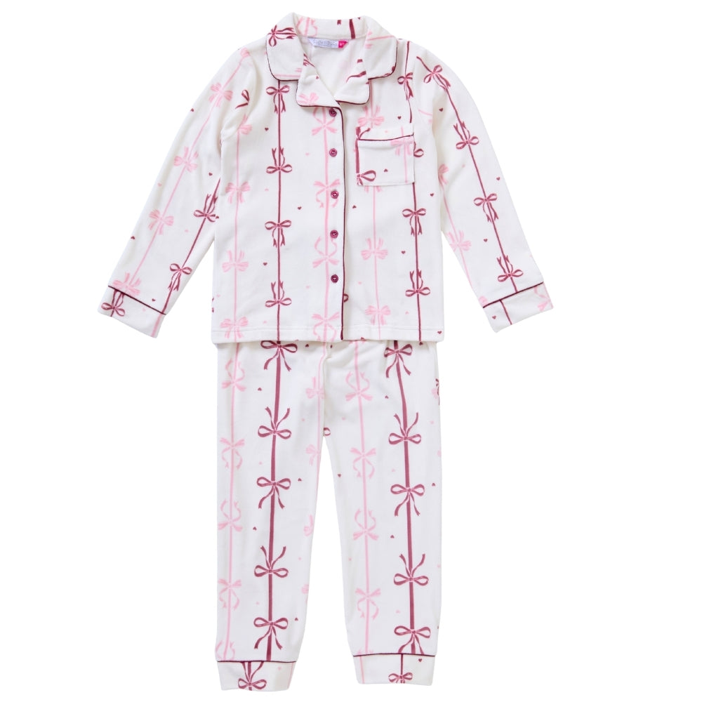 Girls Bow Print Velour Pyjamas