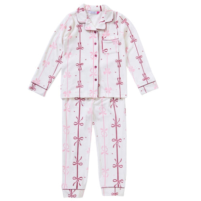 Girls Bow Print Velour Pyjamas