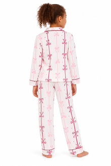 Girls Pink Bow Velour Pyjamas