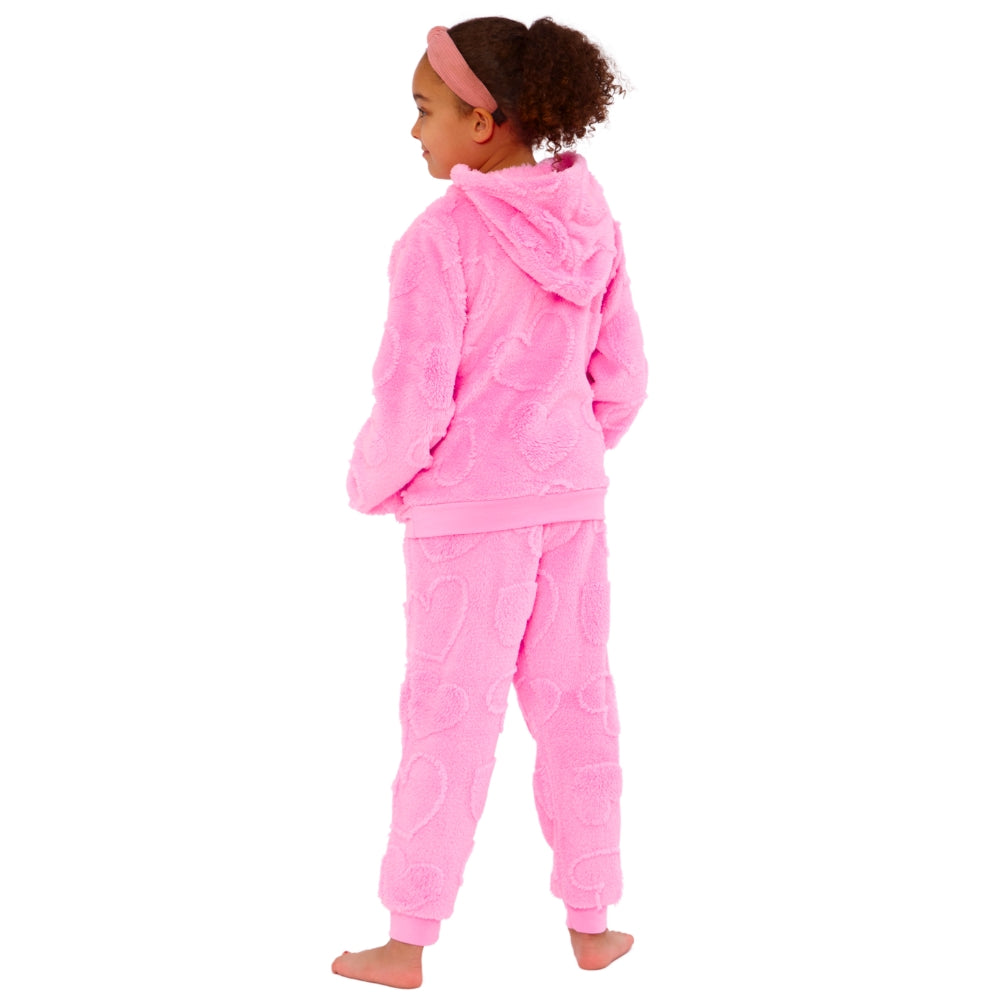 Hearts Embossed Fluffy Fleece Lounge Set