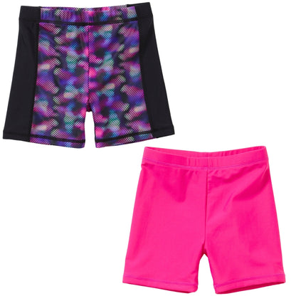 Girls 2 Pack Haze Print Pink Swim Jammers