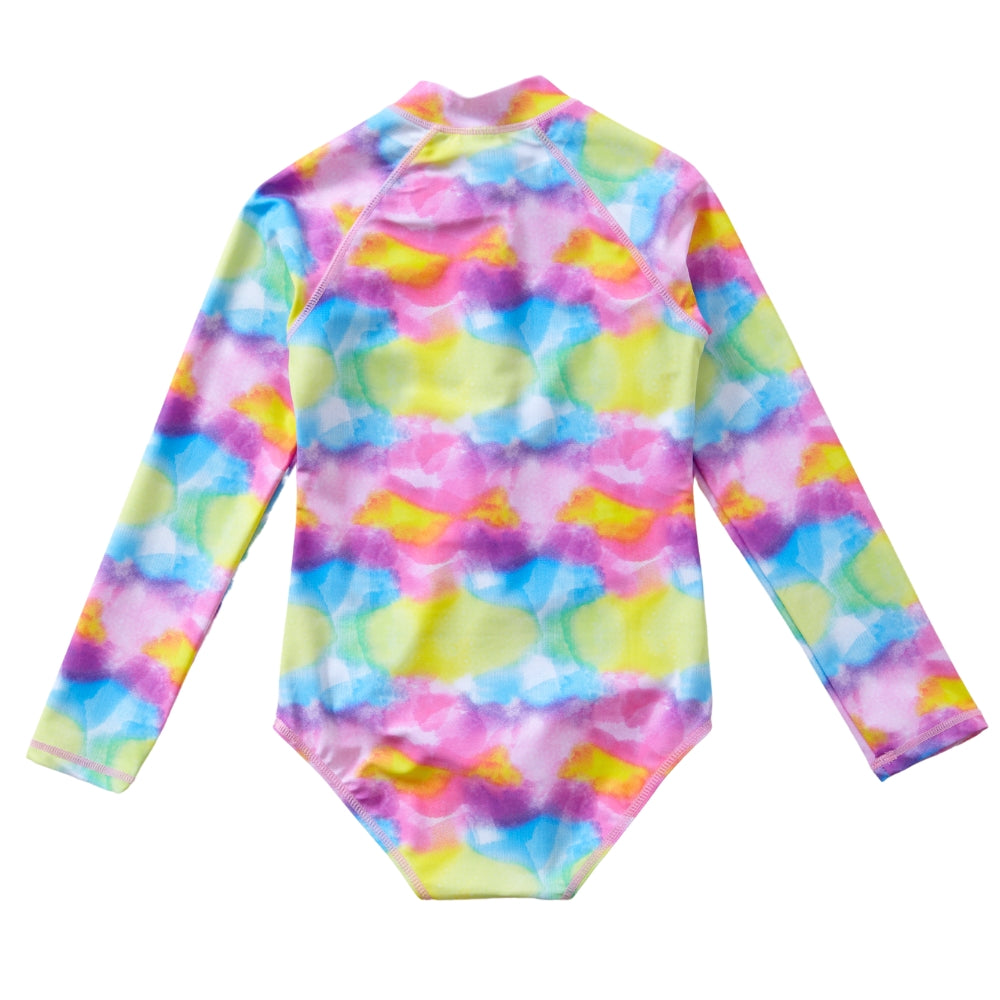 Girls UPF50 Tie Dye Long Sleeve Swimsuit