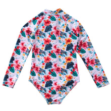 Girls UPF50 Floral Long Sleeve Swimsuit