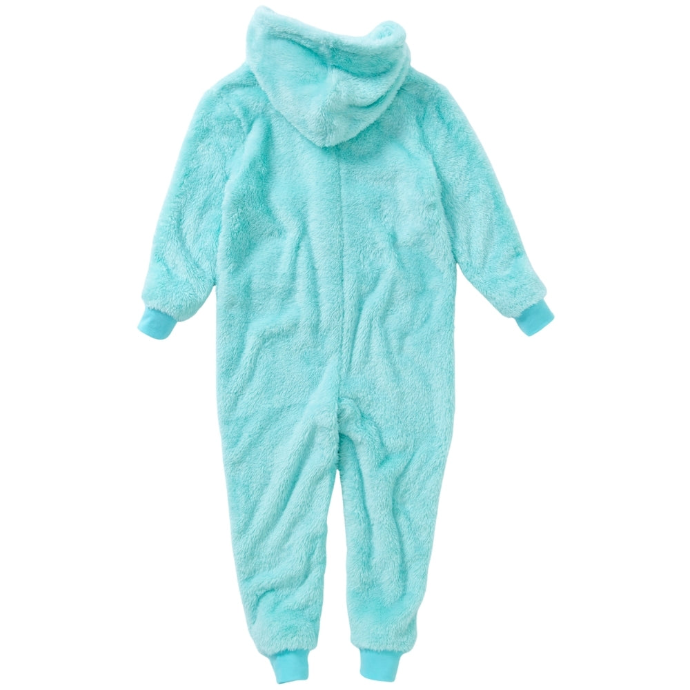 Girls Mint Green Fluffy Fleece Hooded Onesie (15571089523070)