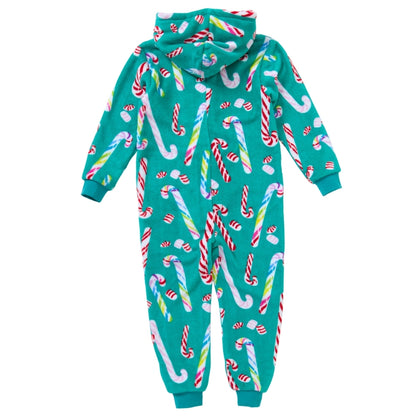 Candy Cane Print Fleece Onesie