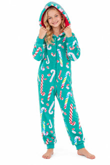 Candy Cane Print Fleece Onesie