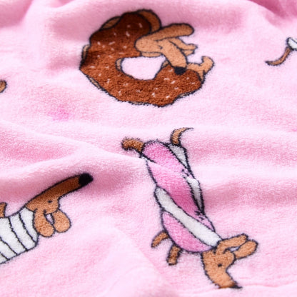 Dog Doughnut Print Fleece Hooded Dressing Gown