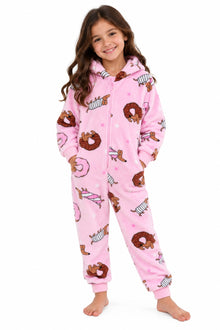 Dog Doughnut Print Fleece Onesie