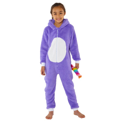 Purple Glitter Rainbow Unicorn Fleece Onesie (8075120083170)
