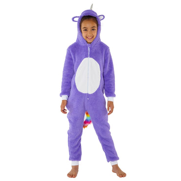 Purple Glitter Rainbow Unicorn Fleece Onesie (8075120083170)