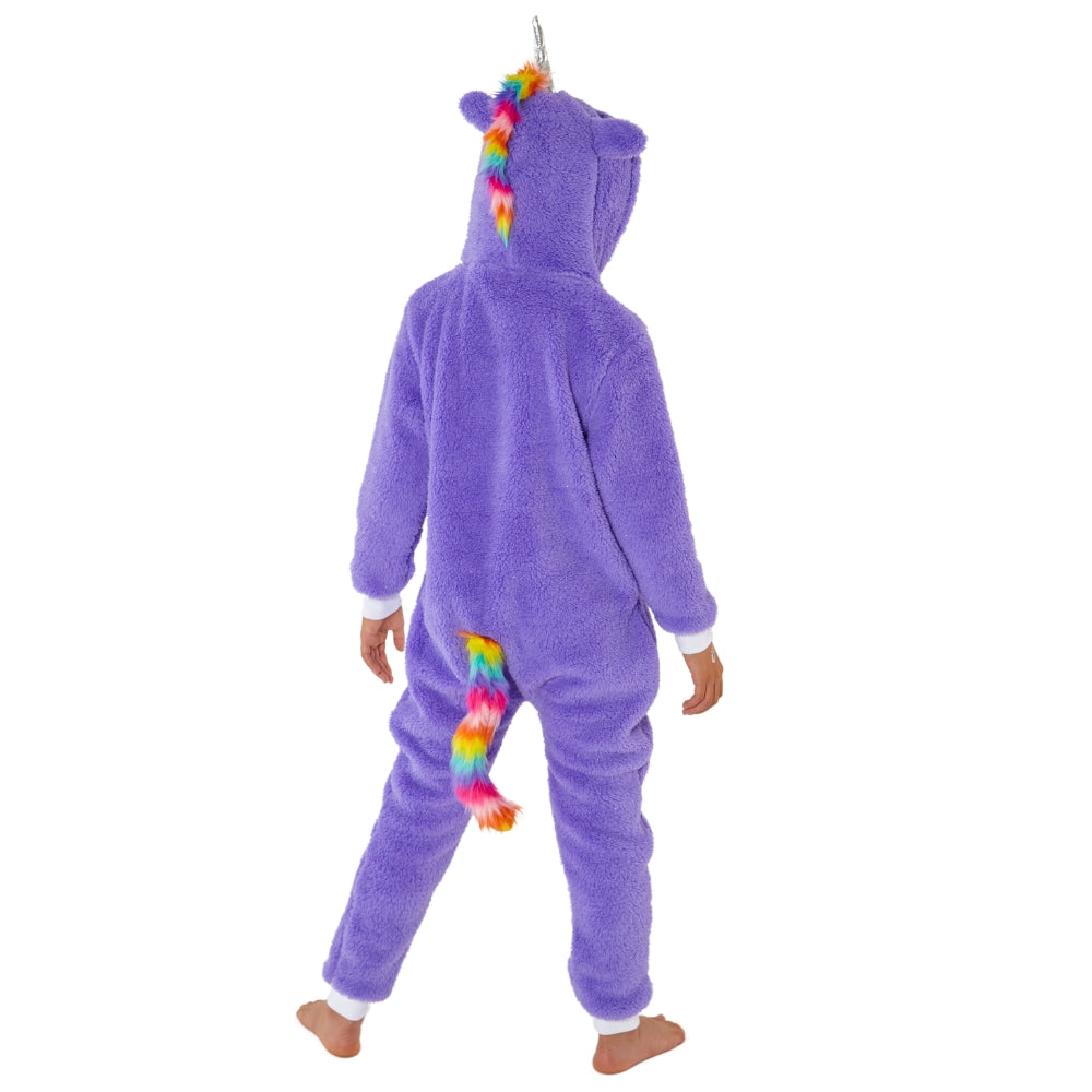 Childs Girls Boys Unisex Glitter Unicorn Embroidered Hooded Onesie