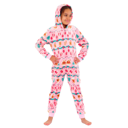 Gingerbread Print Fleece Onesie (15570952749438)