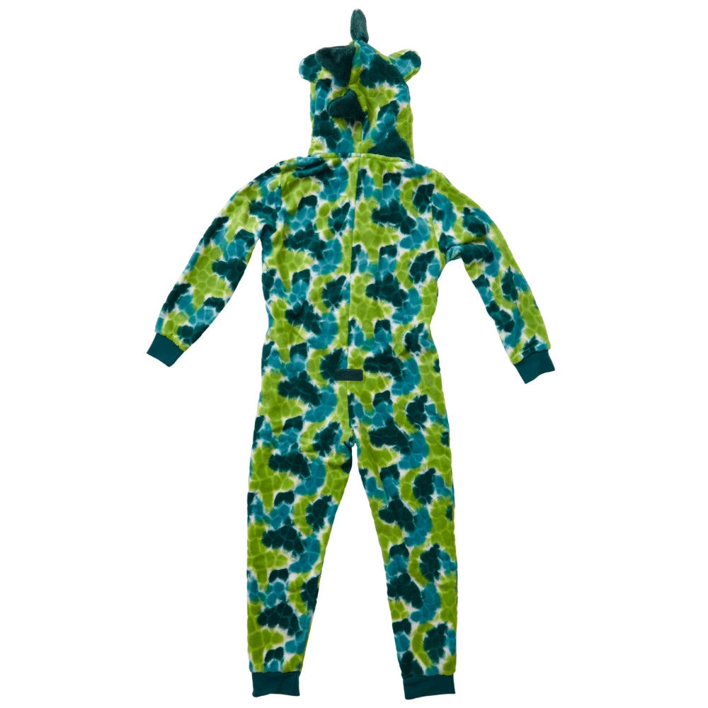 Kids Green Tie Dye Embossed Dinosaur Onesie