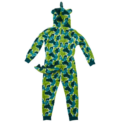 Kids Green Tie Dye Embossed Dinosaur Onesie