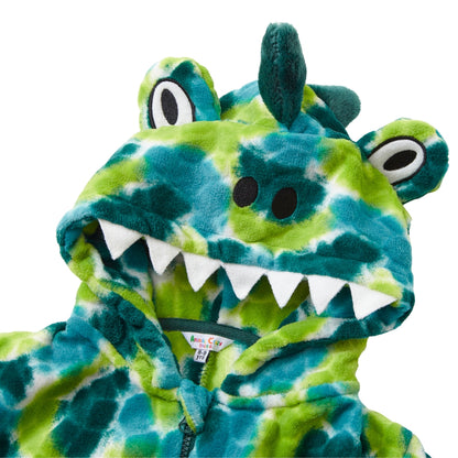 Kids Green Tie Dye Embossed Dinosaur Onesie