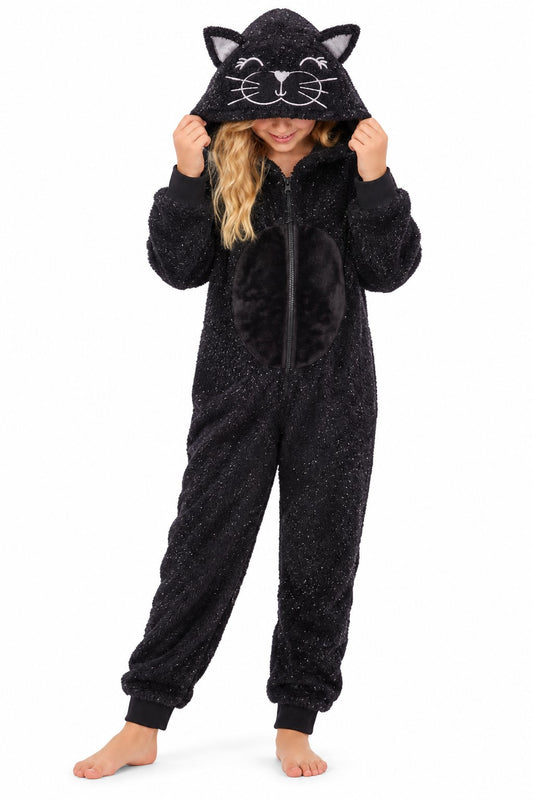 Black Cat Fleece Onesie