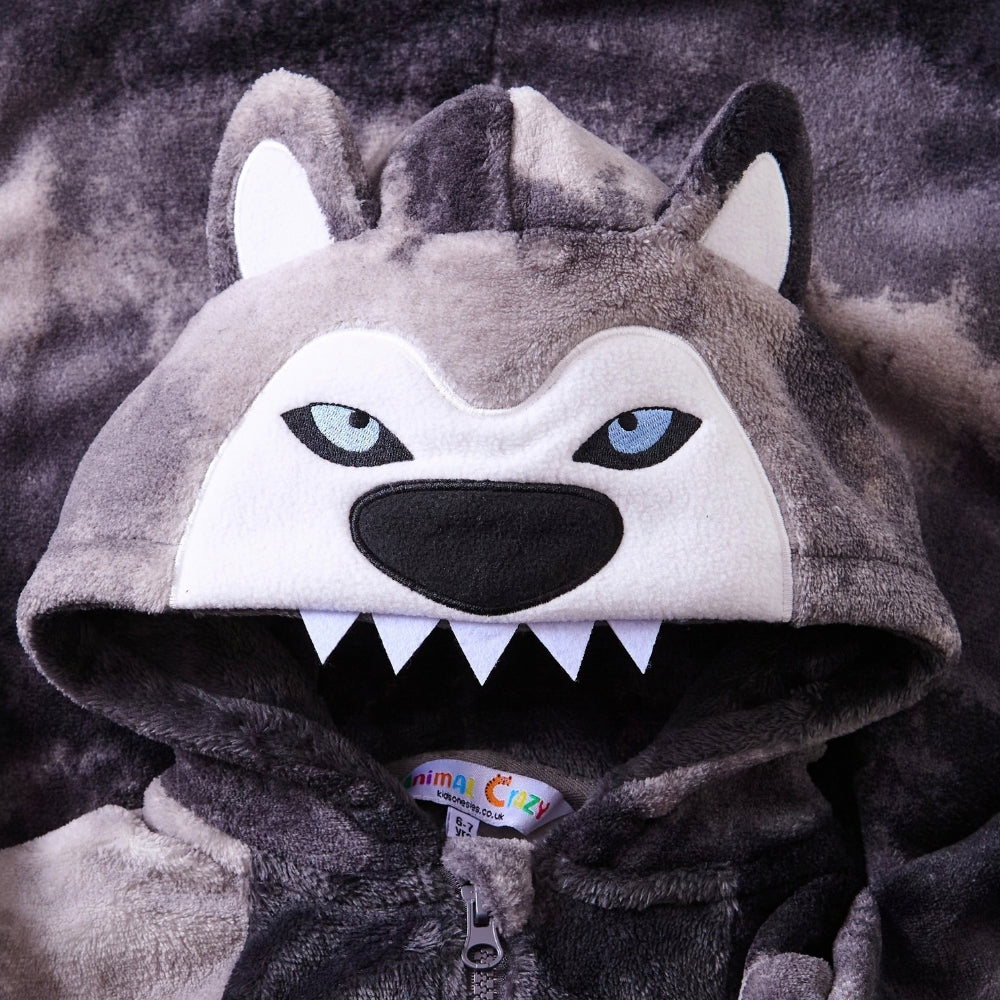 Grey Wolf Fleece Onesie