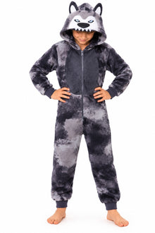 Grey Wolf Fleece Onesie