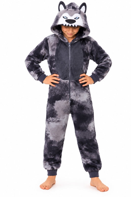 Grey Wolf Fleece Onesie