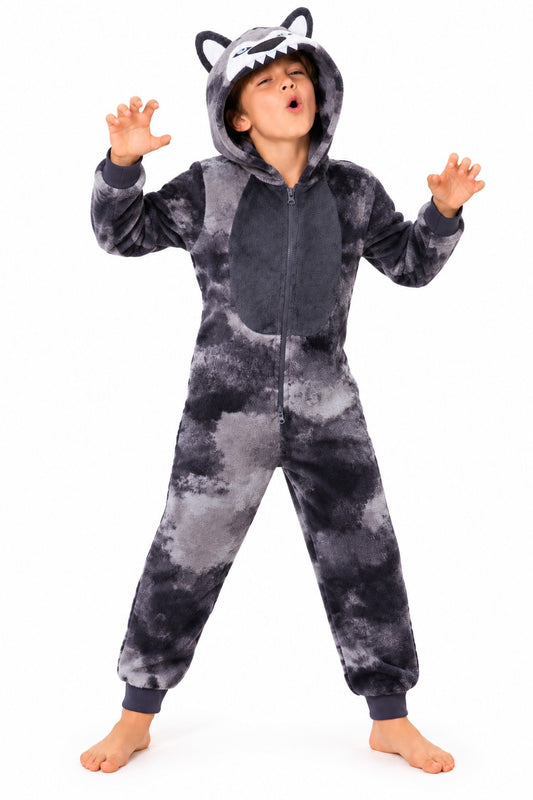 Grey Wolf Fleece Onesie