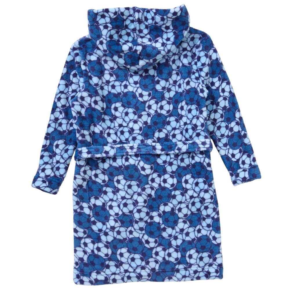 Blue Football Print Fleece Dressing Gown