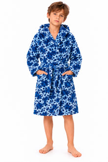Blue Football Print Fleece Dressing Gown