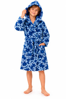 Blue Football Print Fleece Dressing Gown