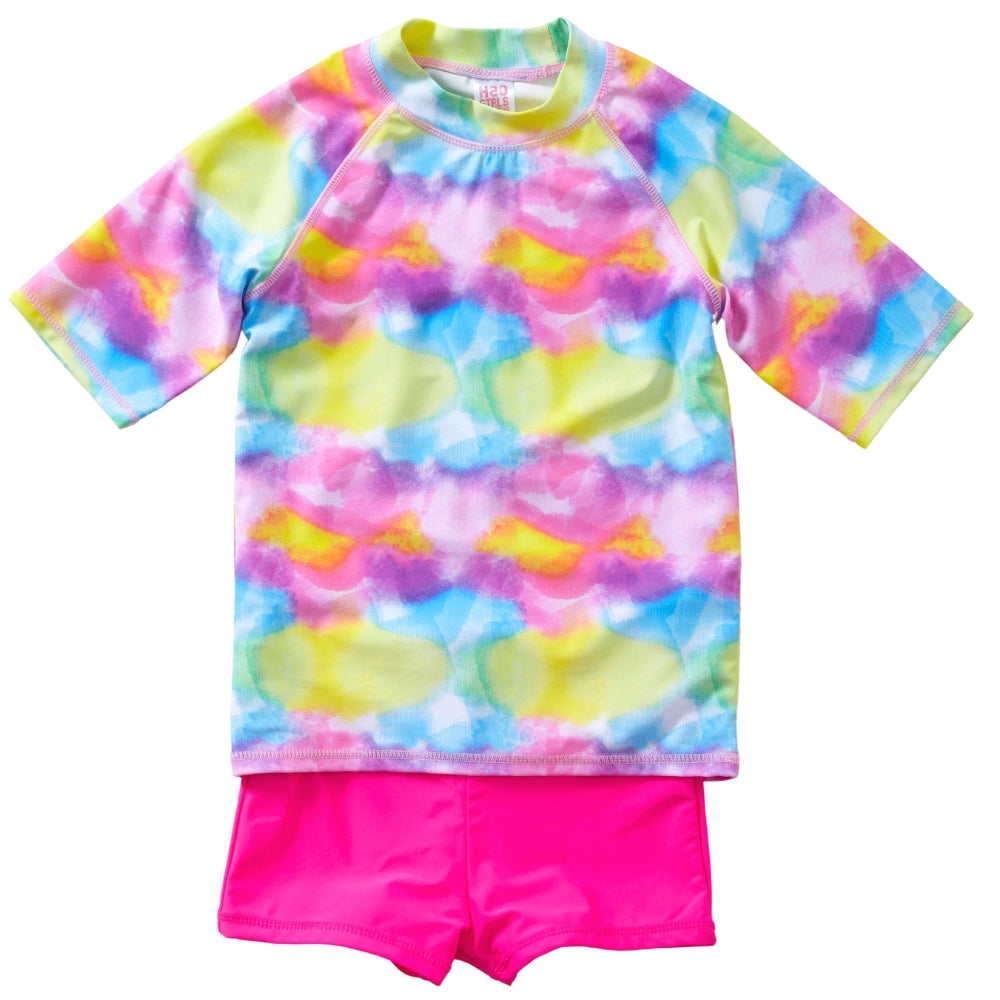 Girls Tie Dye Rash Top & Shorts