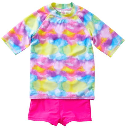 Girls Tie Dye Rash Top & Shorts