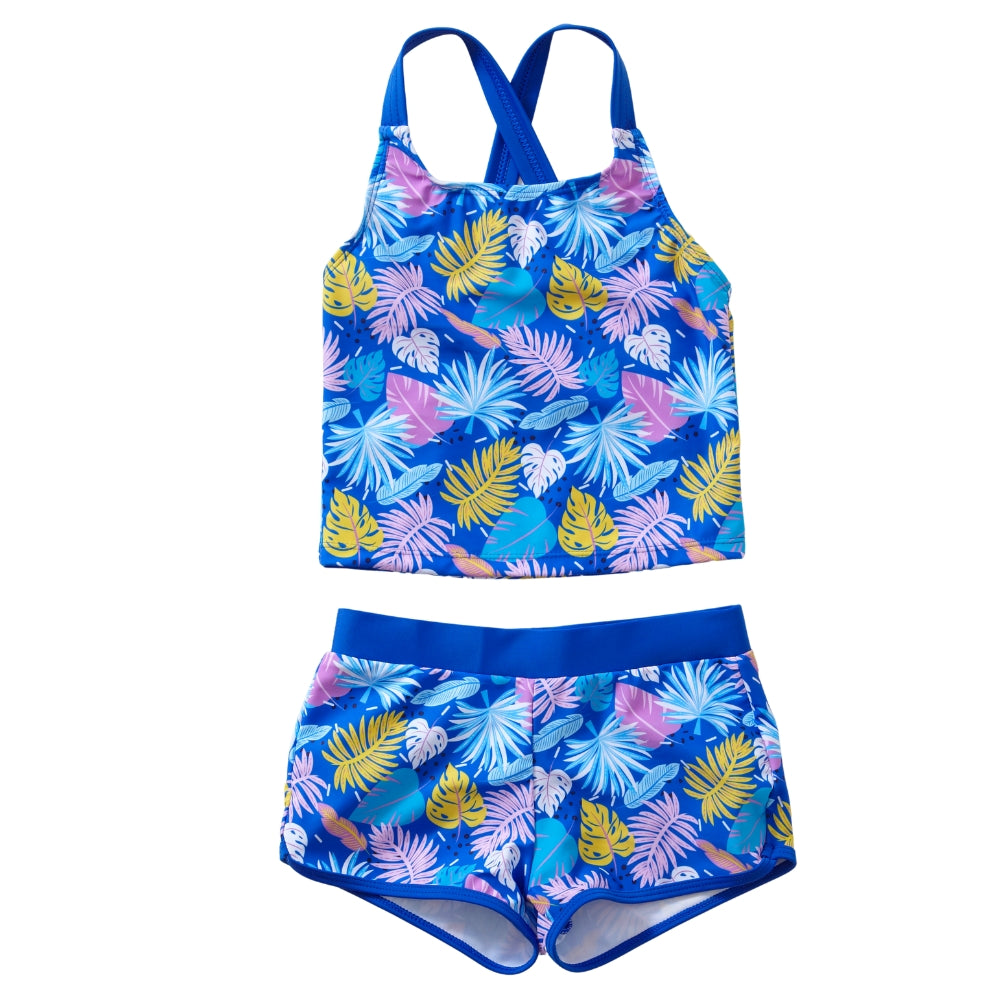 Girls Palm Print Tankini Set