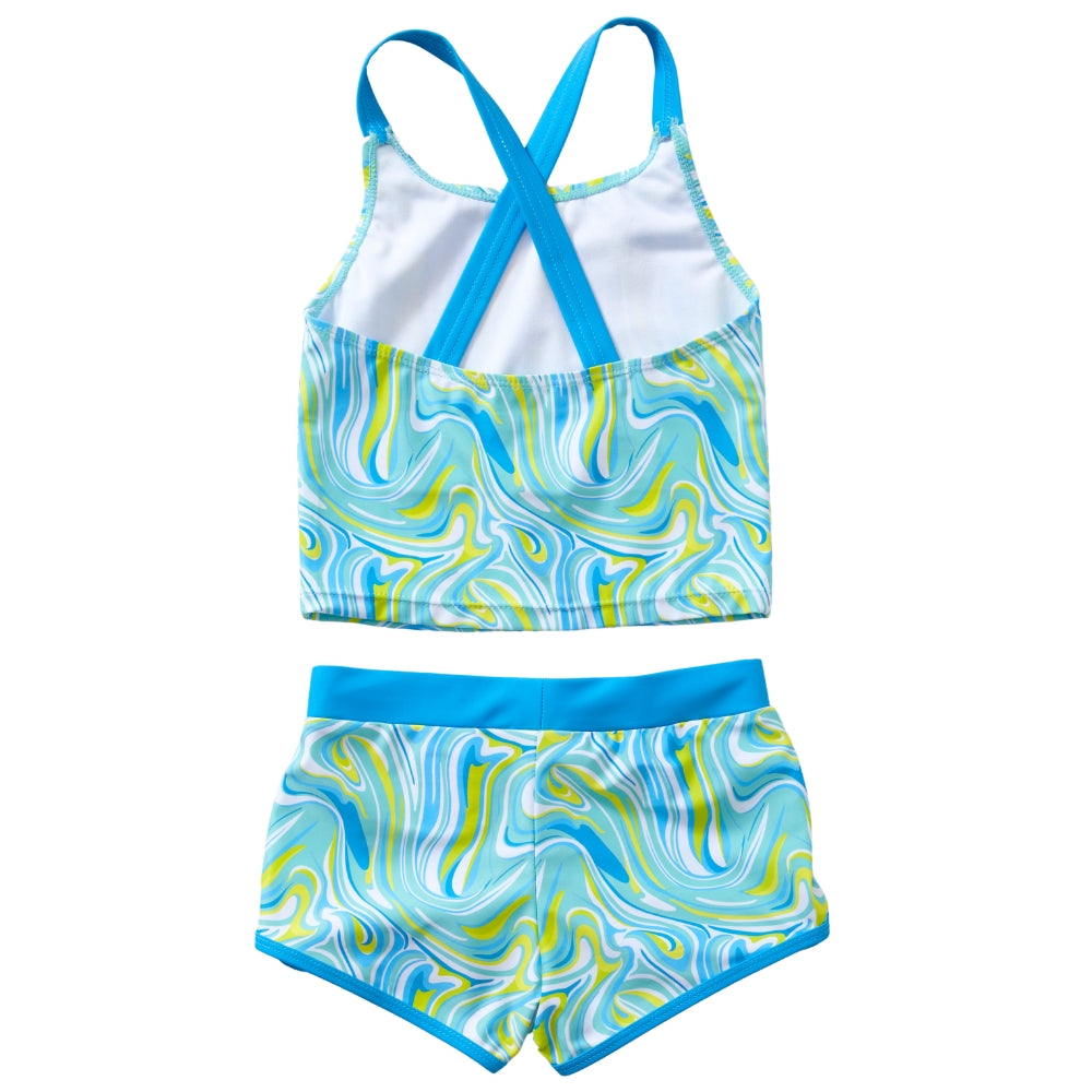 Girls Swirl Print Tankini Set