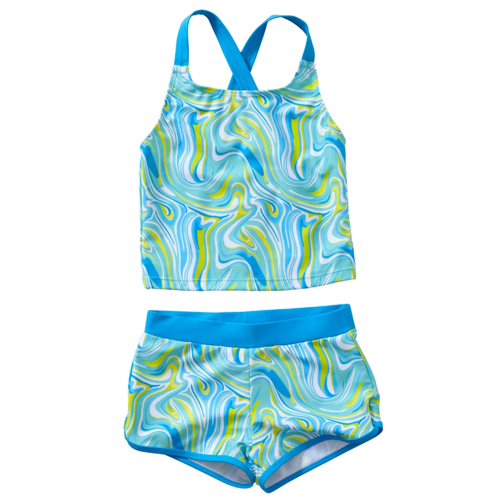 Girls Swirl Print Tankini Set