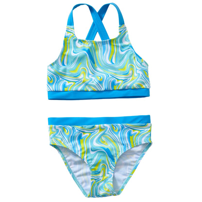 Girls Swirl Print Bikini Set