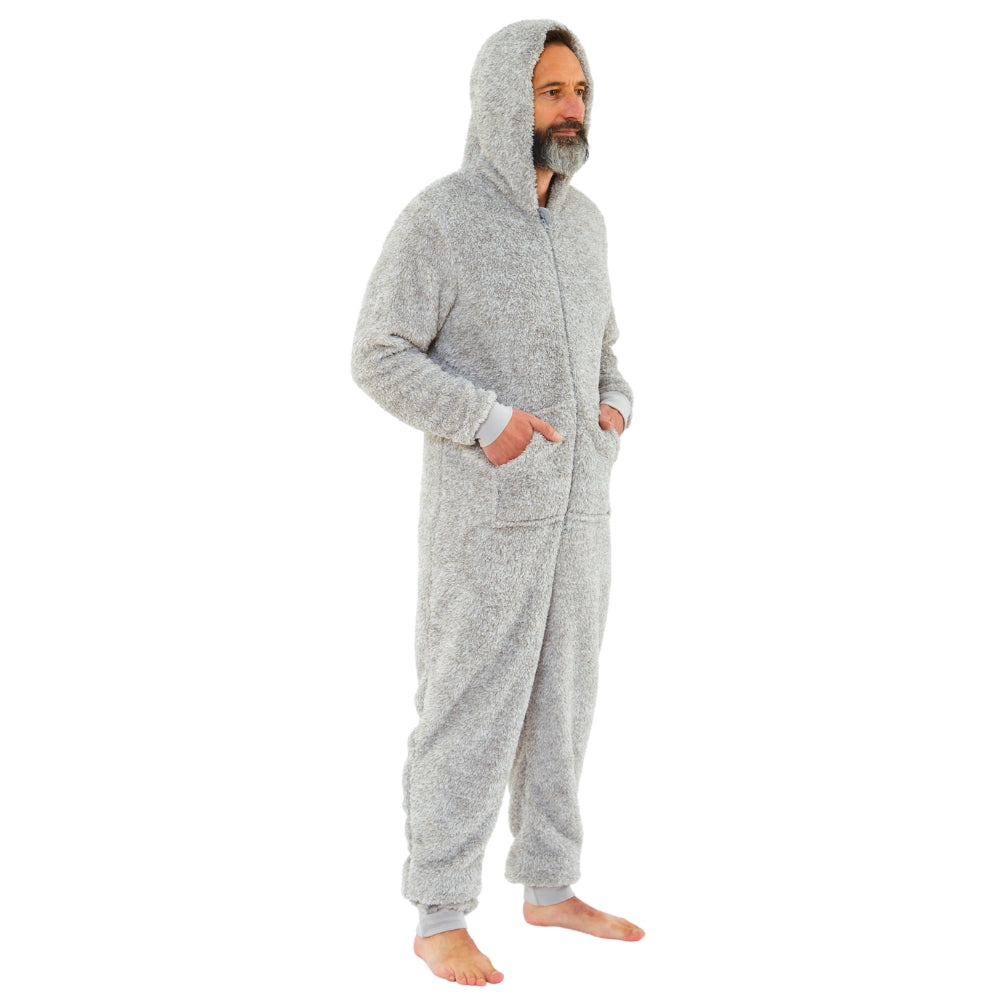 Adults Grey Soft Fluffy Fleece Onesie (5677496041633)