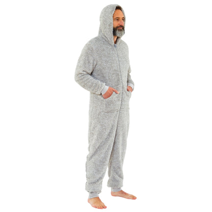 Adults Grey Soft Fluffy Fleece Onesie (5677496041633)