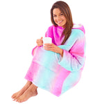 Womens Neon Ombre Fleece Wearable Hoodie Blanket (8179680706786)