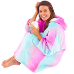 Womens Neon Ombre Fleece Wearable Hoodie Blanket (8179680706786)