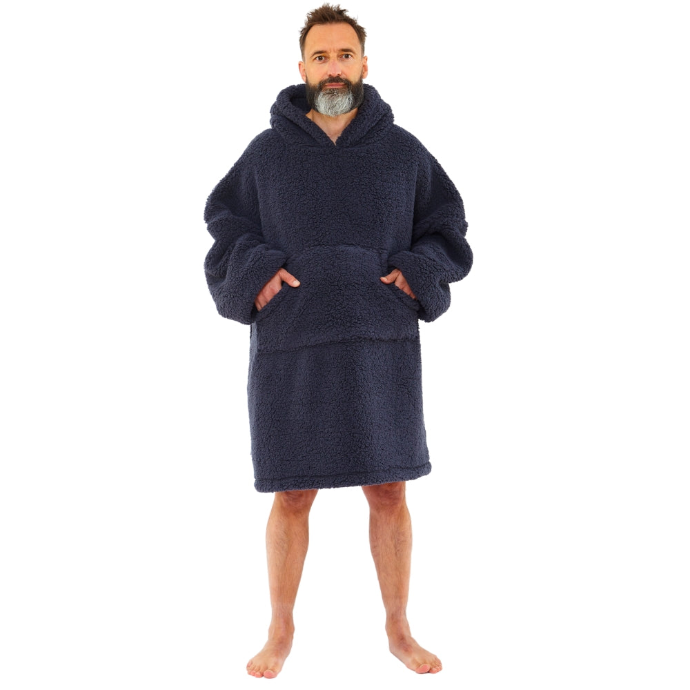 Mens Teddy Fleece Wearable Hoodie Blanket (14761862627710)