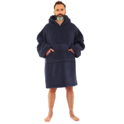 Mens Teddy Fleece Wearable Hoodie Blanket (14761862627710)