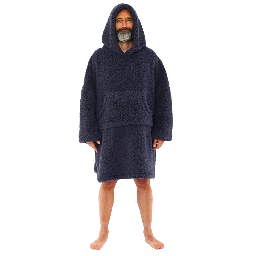 Mens Teddy Fleece Wearable Hoodie Blanket (14761862627710)